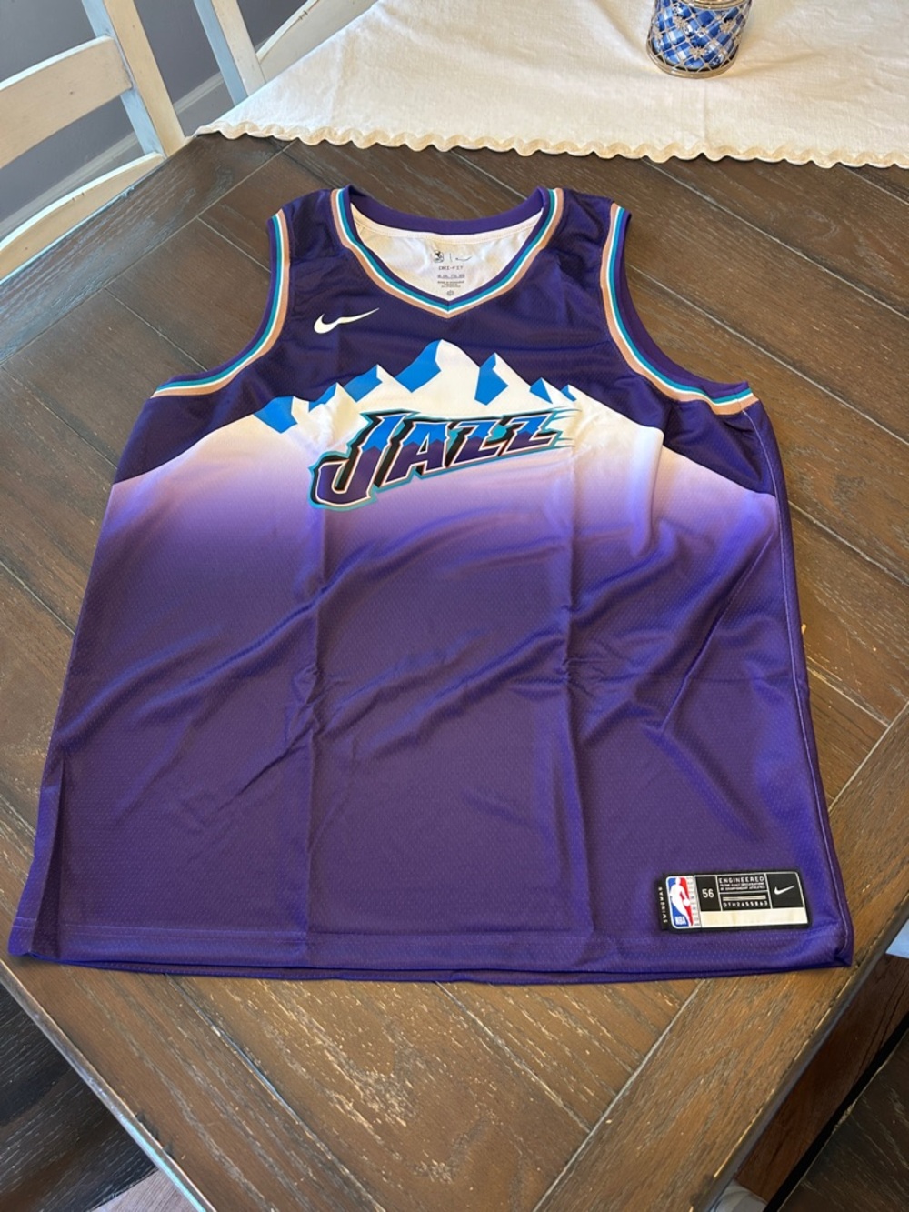 Nike Purple Utah Jazz Gradient Home Jersey with Teal and White Accents